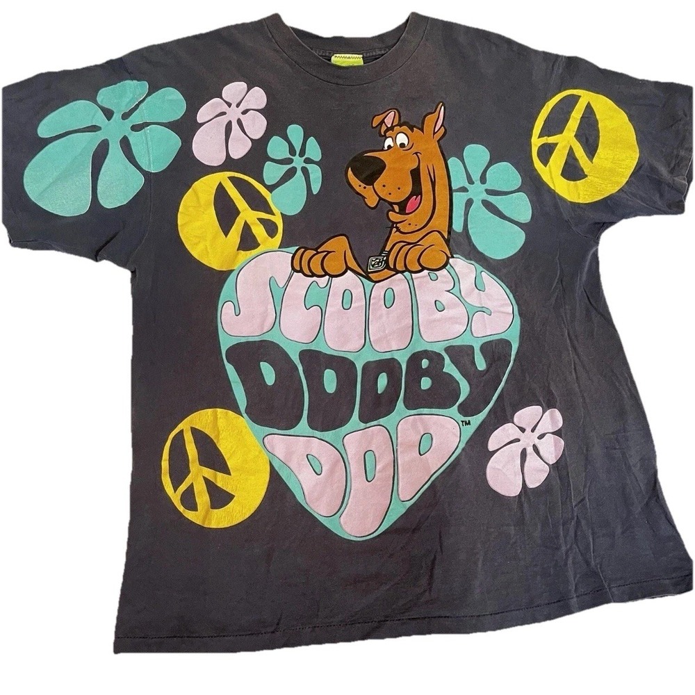 VTG 1990's Scooby Doo T-shirt Men's XL All Over Print Retro Peace